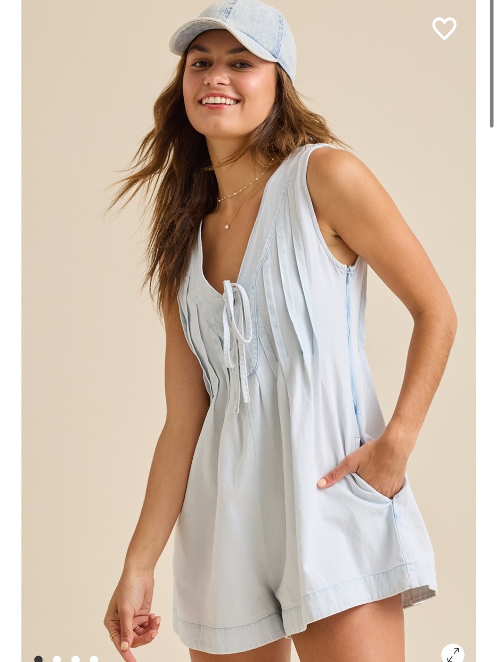 Altar’d State Evie Denim Romper NWT Tie-Front Denim Romper